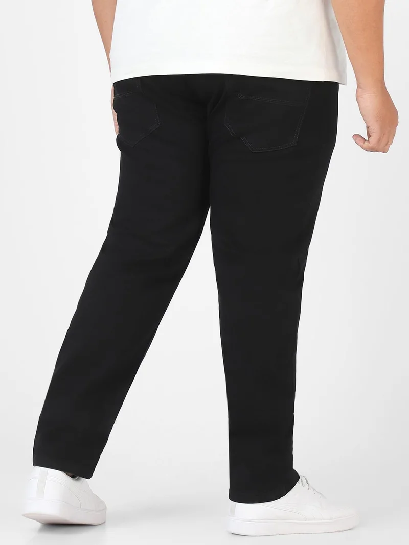Urbano Fashion  Urbano Plus Men's Black Regular Fit Washed Jeans Stretchable  | Best Price UAE