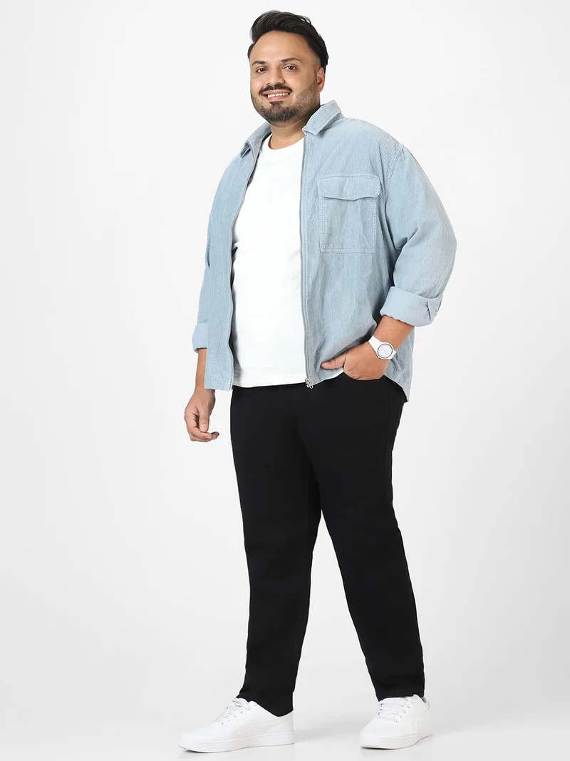 Urbano Fashion  Urbano Plus Men's Black Regular Fit Washed Jeans Stretchable  | Best Price UAE