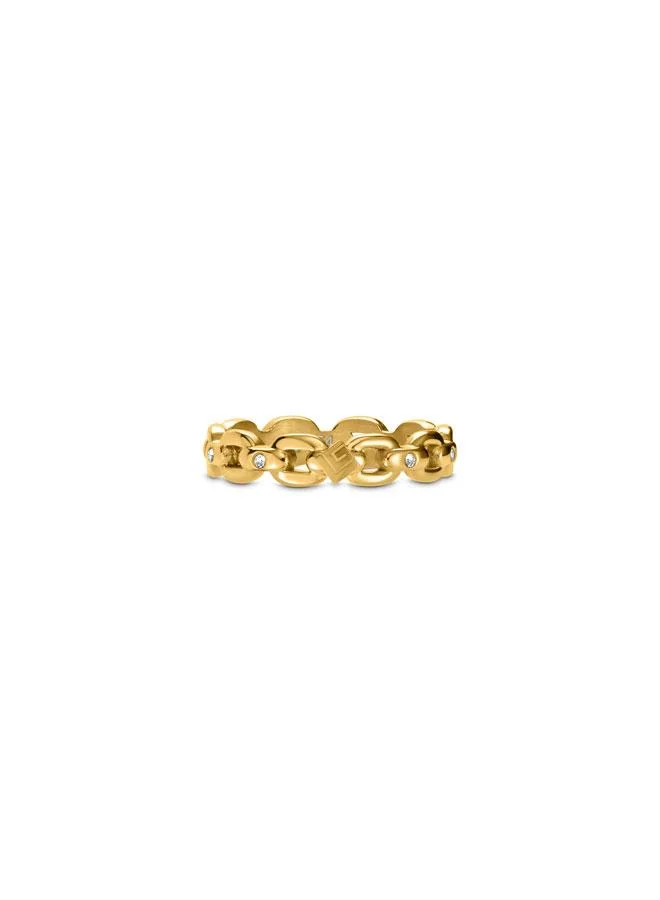 Guy Laroche Judith Yellow Gold Plated Stainless Steel Ring for Women, 54