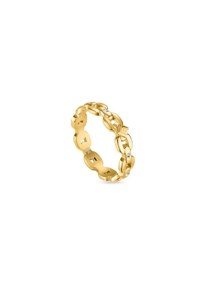 Guy Laroche Judith Yellow Gold Plated Stainless Steel Ring for Women, 54