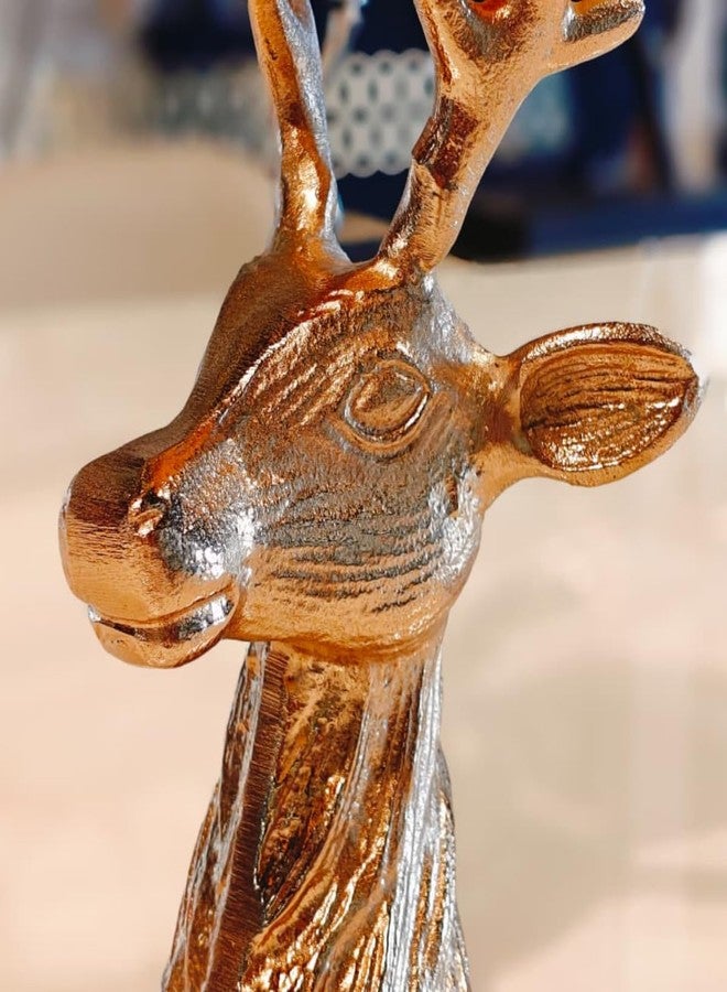 The Artage Brass Gold Finish Deer Head Candle Holder| Metal Tealight Stand for Home Décor Living Room Office|Decorative Showpiece| Vintage Home Decoration Christmas & Festive Décor| Gifting Item - Image 5