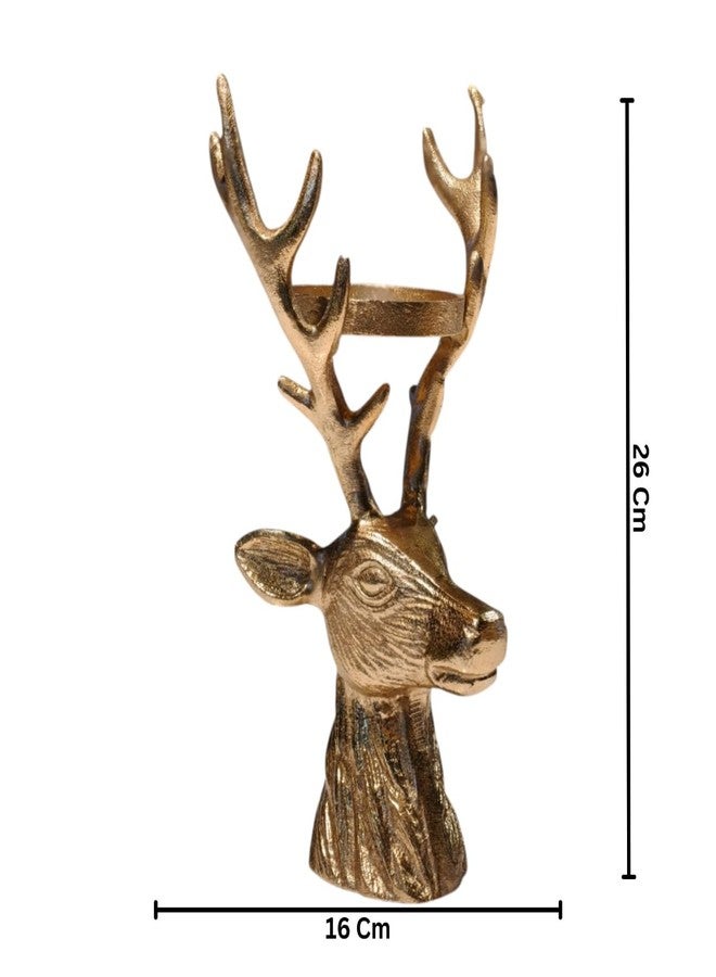 The Artage Brass Gold Finish Deer Head Candle Holder| Metal Tealight Stand for Home Décor Living Room Office|Decorative Showpiece| Vintage Home Decoration Christmas & Festive Décor| Gifting Item - Image 3