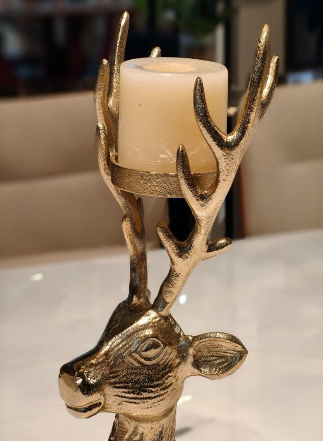 The Artage Brass Gold Finish Deer Head Candle Holder| Metal Tealight Stand for Home Décor Living Room Office|Decorative Showpiece| Vintage Home Decoration Christmas & Festive Décor| Gifting Item - Image 4
