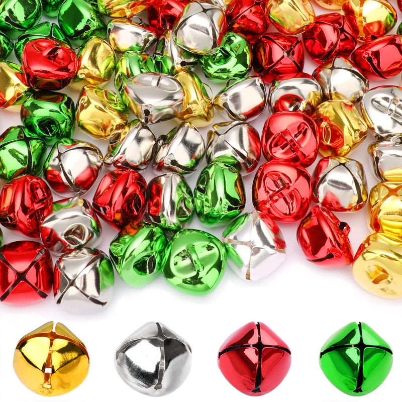 Augshy Jingle Bells for Crafts 120 Pcs 1 Inch Christmas Jingle Bells Bulk Sound Craft Bells for Christmas Home Festival Decorations DIY Project