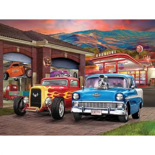 Bits and Pieces 1000 Piece Puzzles for Adults Large 20 x 27 Jigsaw Puzzles 1000 Pieces Classic Cars Hot Rods Random Die Cut No 2 Pieces Alike Hot Rod Sunset - Image 5
