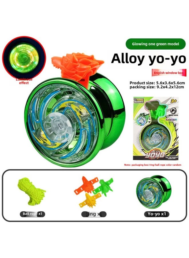 Alloy Puzzle Yo-yo Dead Sleep Entry Yoyo Ball With Spirit Beast Ring Competitive Yo-yo-Color: Alloy Yo-yo-english Window Box (lighting Style + Beast Head Ring + Color Rope) 87g - Image 1
