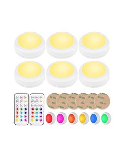 Excefore Large Size LED Puck Lights with Remote Control, Wireless Under Cabinet Lighting, Battery Powered Lights, Stick on Color Changing Dimmer and Timer, Closet Light (6 Pack)  - Image 1