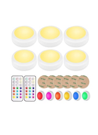 Large Size LED Puck Lights with Remote Control, Wireless Under Cabinet Lighting, Battery Powered Lights, Stick on Color Changing Dimmer and Timer, Closet Light (6 Pack) - pzsku/Z014988B5B99F691C45D4Z/45/_/1682778335/fe3bef65-7d6d-4e26-bf56-01e746e26c3b