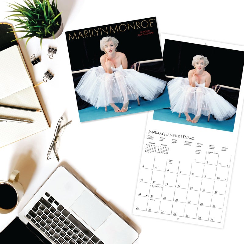 Graphique 2026 Marilyn Monroe Mini Wall Calendar | 7â€ x 7â€ | Thick Paper | Home & Office Organizer | Large Monthly Grid | 3 Languages & Marked Holidays | 4 Month Preview Page for 2027 - Image 2