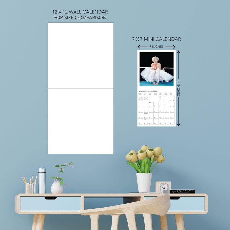 Graphique 2026 Marilyn Monroe Mini Wall Calendar | 7â€ x 7â€ | Thick Paper | Home & Office Organizer | Large Monthly Grid | 3 Languages & Marked Holidays | 4 Month Preview Page for 2027 - Image 5