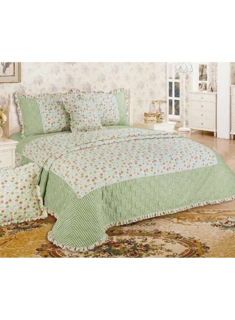Hours 6 Pieces Comforter Set King Size 260 X 240 Cm Floral Pattern Reversible Bedding Set for All Seasons - Image 1