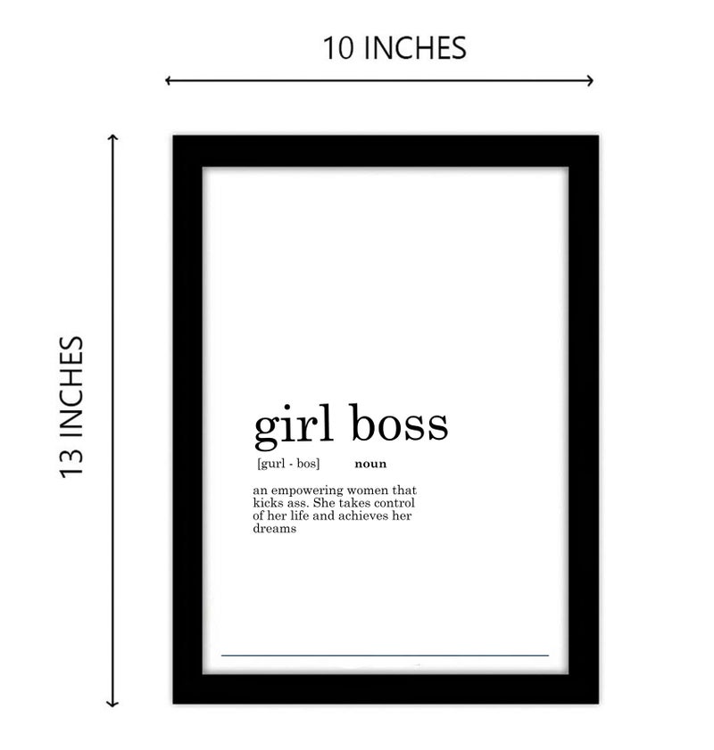 GRAY WALL Good Hope Girl Boss Definition Funny Quote Frame Poster For Girl Room | Dictionary Framed Poster | Black & White Print A4 Size 10inch x 13inch For Wall Decoration Office Living room Bedroom & Room Decor Photo Frame - Image 3