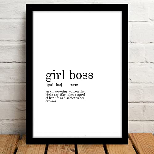 GRAY WALL Good Hope Girl Boss Definition Funny Quote Frame Poster For Girl Room | Dictionary Framed Poster | Black & White Print A4 Size 10inch x 13inch For Wall Decoration Office Living room Bedroom & Room Decor Photo Frame - Image 2