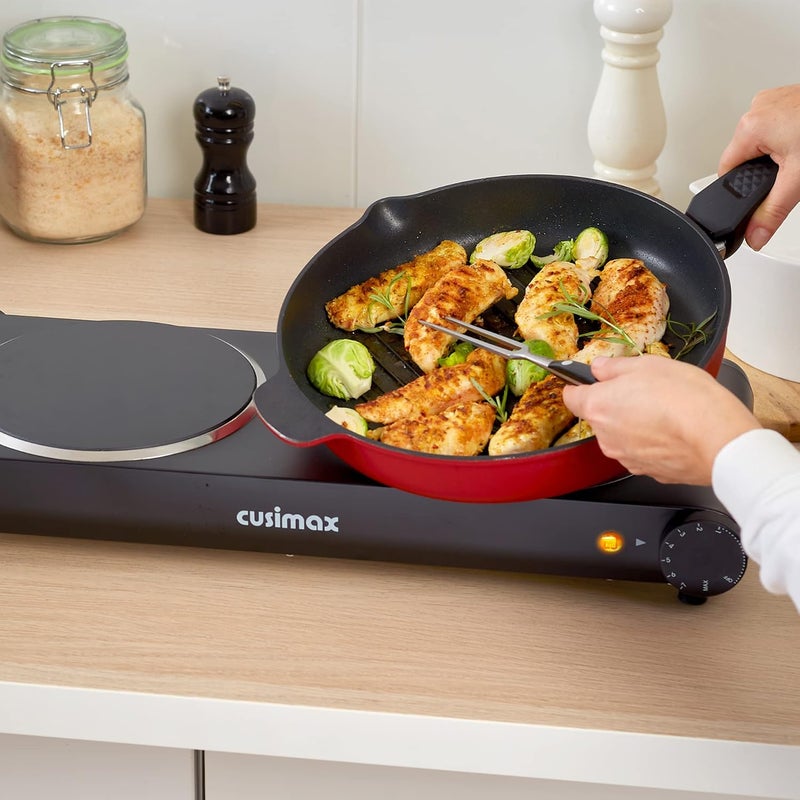 CUSIMAX Double Burner, 1800W Electric Burner Ceramic Hot Plate for Cooking, Dual Control Infrared Burner, Glass Plate Electric Cooktop, Stainless Steel-Upgraded Version - Image 5