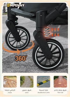 Hompenny Lightweight Travel Baby Stroller, One-Click Folding, Thick Cotton-Padded Seat, Visible Breathable Window, Suitable for 0-6 Years, 60KG Capacity, Grey, Single Stroller  - Image 4