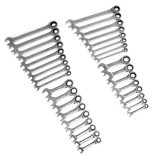 GEARWRENCH 34 Pc. Standard & Stubby Ratcheting Wrench Set, SAE & Metric - 85034 - Image 1