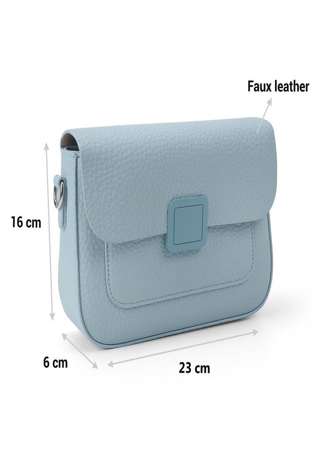 Mochi Stylish Faux Blue Leather Sling with Emboss Logo and Magnet Flap Closure Closure, Premium Branded lining, Perfect for Casual Use(66-530) - Image 4