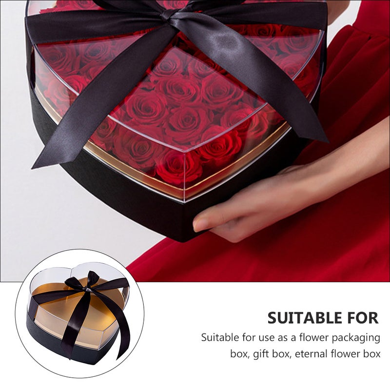 1pc Heart Shaped Flower Box Valentine Packaging Box with Clear Lid - Image 5