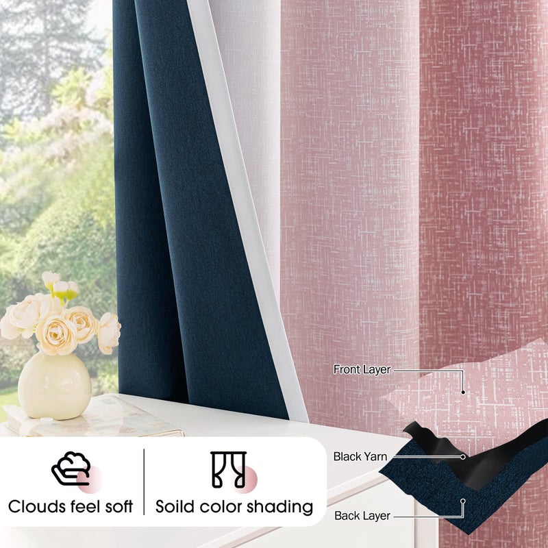 Geomoroccan Ombre 100% Blackout Curtains 84 Inches Long 2 Panels for Girls Bedroom Living Room Pink and White Gradient Full Room Darkening Thermal Soundproof Grommet Window Drapes, 52x84, 2 Sets - Image 5