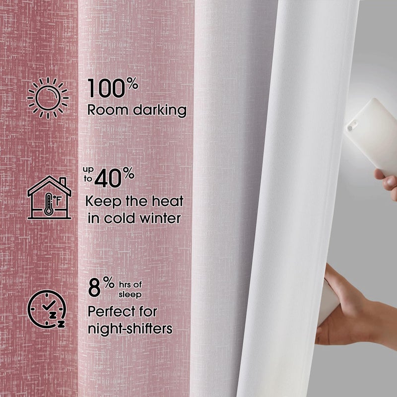 Geomoroccan Ombre 100% Blackout Curtains 84 Inches Long 2 Panels for Girls Bedroom Living Room Pink and White Gradient Full Room Darkening Thermal Soundproof Grommet Window Drapes, 52x84, 2 Sets - Image 4