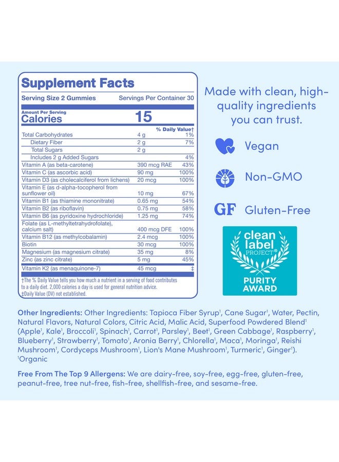 FIRST DAY Multivitamin for Men + Organic Fruit & Veggie Blend, Mens Multivitamins Gummies with 13 Key Nutrients for Energy, Focus, Immunity - Vitamins A, B1, B2, B6, B9, B12, C, D3, K - 30 Day Supply - Image 3