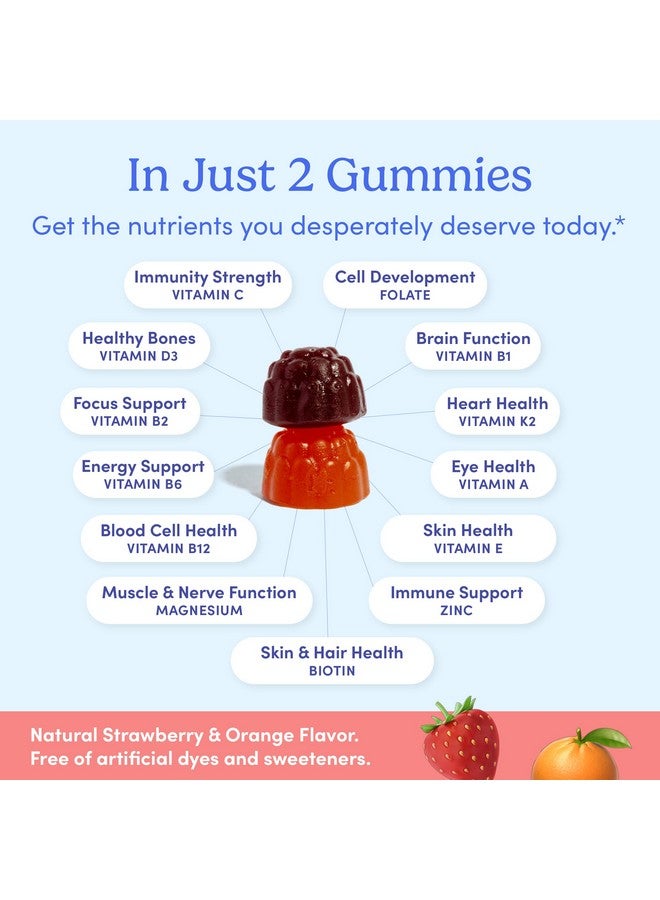 FIRST DAY Multivitamin for Men + Organic Fruit & Veggie Blend, Mens Multivitamins Gummies with 13 Key Nutrients for Energy, Focus, Immunity - Vitamins A, B1, B2, B6, B9, B12, C, D3, K - 30 Day Supply - Image 5