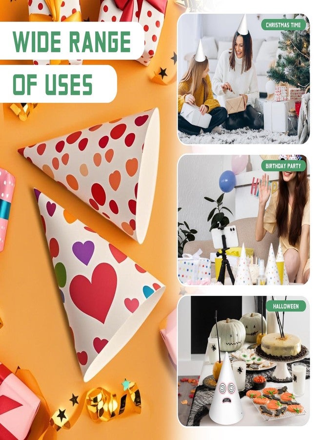 WEOXPR 24 Pack White Party Hats with Stickers,Birthday Party Favors for Kids,Mini Cone Hats for Arts DIY Crafts,Newborn Photo Props, Halloween, Christmas Decorations (24 Pack White Hat & Stickers) - Image 4