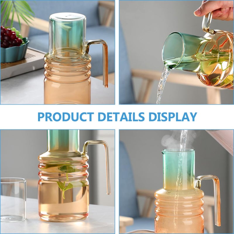 1400ml Gradient Color Glass Pitcher Hot Cold Beverage Carafe Borosilicate Juice Milk Server - Image 4