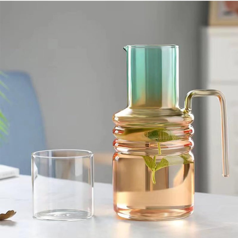 1400ml Gradient Color Glass Pitcher Hot Cold Beverage Carafe Borosilicate Juice Milk Server - Image 5