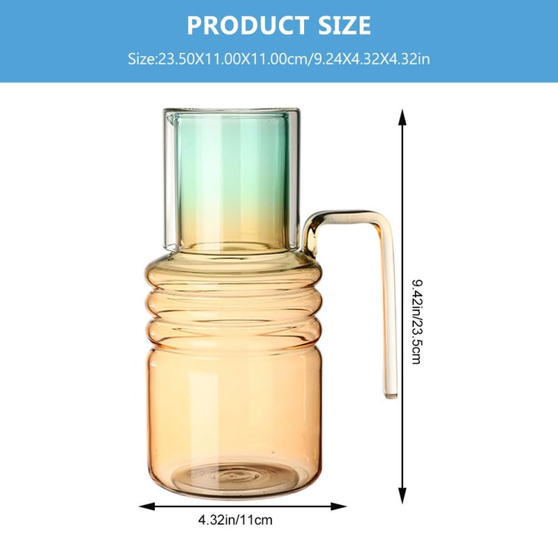 1400ml Gradient Color Glass Pitcher Hot Cold Beverage Carafe Borosilicate Juice Milk Server - Image 3