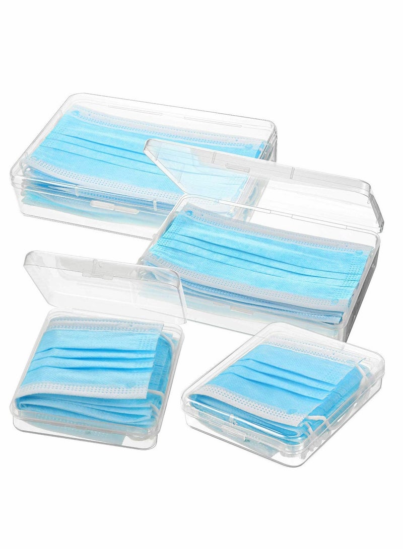 4 Pack Face Cover Storage Case Clear Plastic Face Covering Storage Box Reusable Keeper Folder, Portable Face Cover Case Organizer for Face Covering Pollution Prevention - Image 1