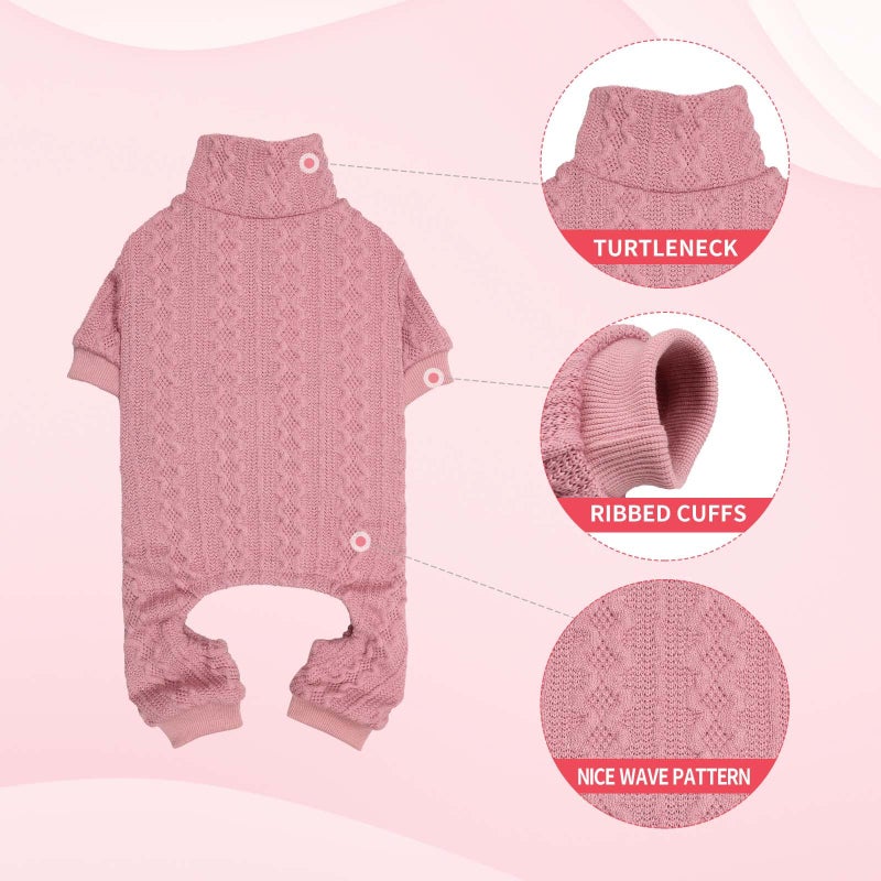 Jamktepat Dog Sweater Turtleneck Knitted Pet Clothes Solid Color Puppy Sweater Warm Dog Sweaters for Small Medium Dogs(Pink&S/M) - Image 2