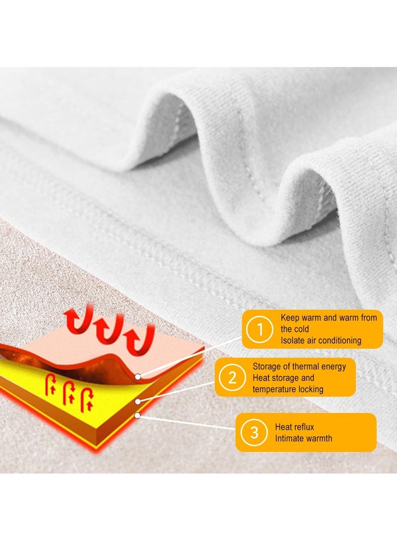 فوريول مجموعة الملابس الداخلية الحرارية القطنية للرجال: قميص وسروال طويل (أبيض) - Image 3