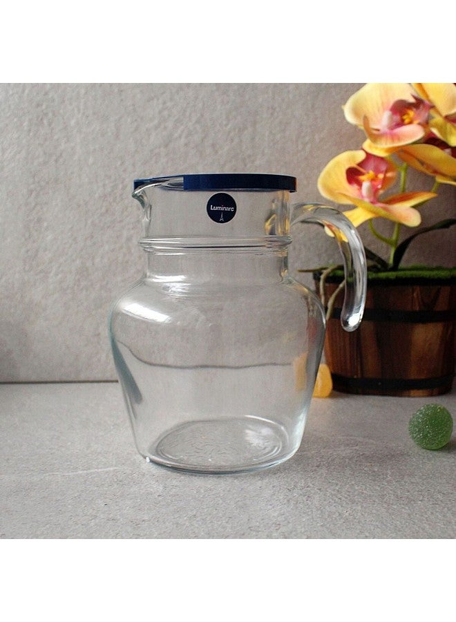 لومينارك فلوريرو إبريق زجاجي سادة بغطاء شفاف وأزرق 1.4 لتر N8406 - Image 3