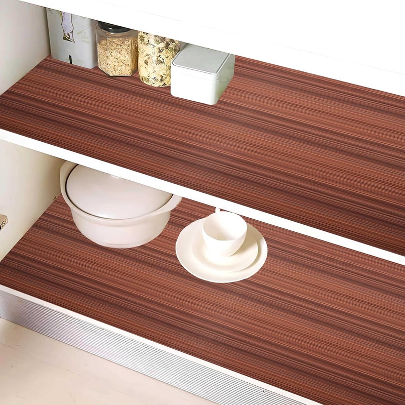 Kuber Industries Lining Design Wardrobe Kitchen Drawer Cupboard Cabinet Shelf Mat|Water Proof DustProof||5 MTR Roll|Size 500 x 45 CM (Dark Brown) - CTKTC040177, Standard,Polyvinyl Chloride - Image 1