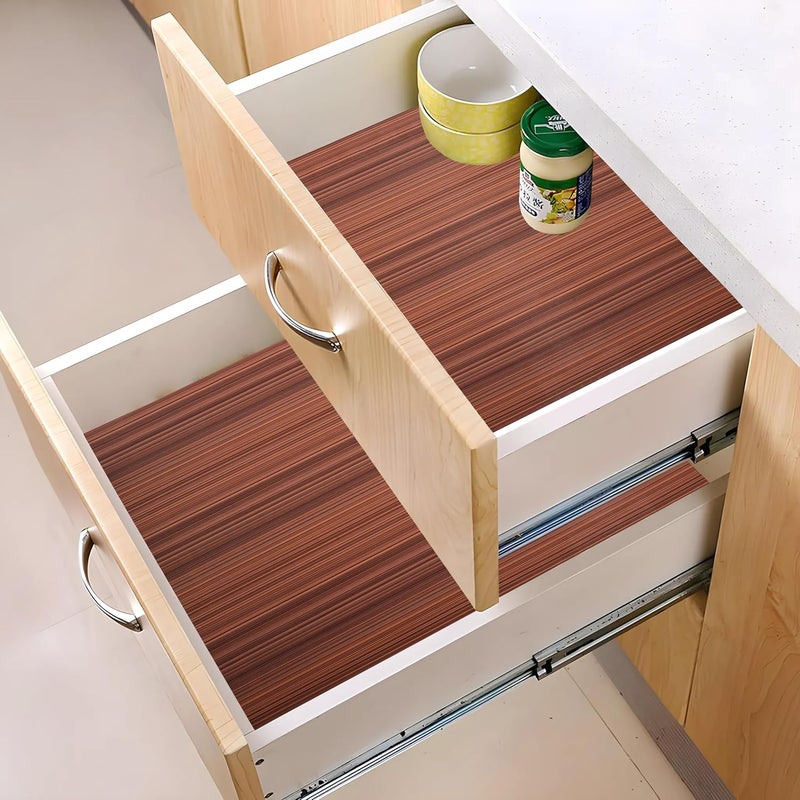 Kuber Industries Lining Design Wardrobe Kitchen Drawer Cupboard Cabinet Shelf Mat|Water Proof DustProof||5 MTR Roll|Size 500 x 45 CM (Dark Brown) - CTKTC040177, Standard,Polyvinyl Chloride - Image 2