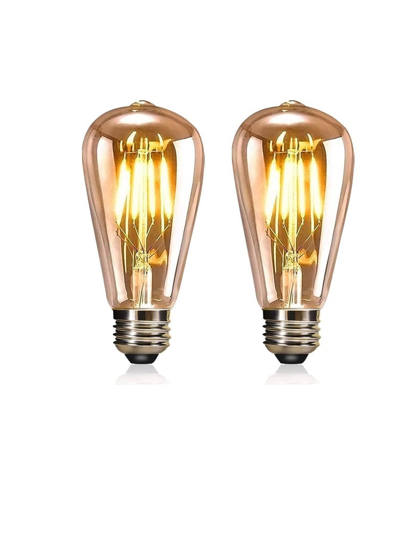 عيد الفصح . لمبة إديسون LED E27 7 وات مكافئة 70 وات لمبة خيوط ST64 زجاج كهرماني 680 لومن 2700 كلفن أبيض دافئ إضاءة عتيقة عبوتان فئة طاقة أ للاستخدام اليومي والإضاءة المنزلية - Image 1