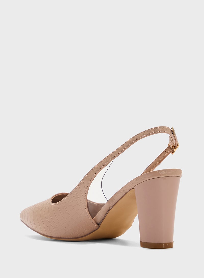 ELLA Croc Effect Sling Back Pump  - Image 3