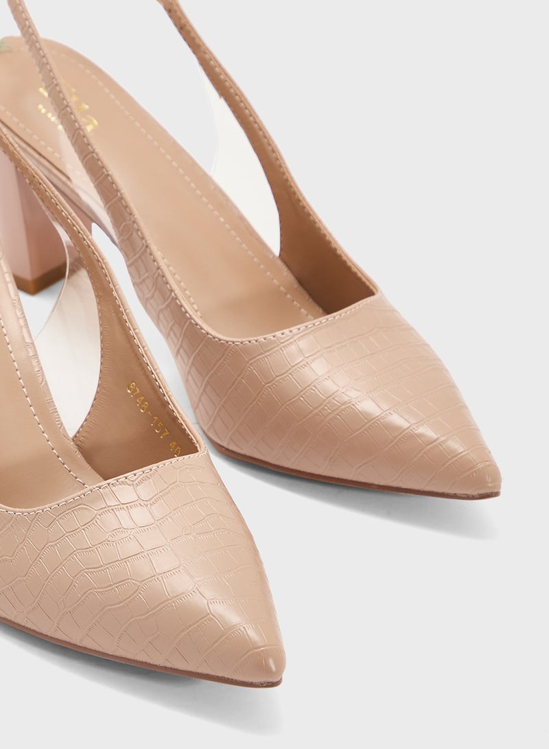 ELLA Croc Effect Sling Back Pump  - Image 4