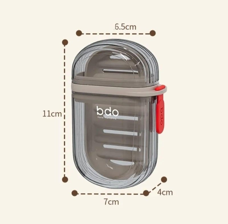 HASHFLOW Travel Soap Case Leak-Proof Detachable Soap Holder with Lid & Drain Tray Transparent Portable Washable Sealed Shower Soap Dish for Bathroom Home Trip - Image 2
