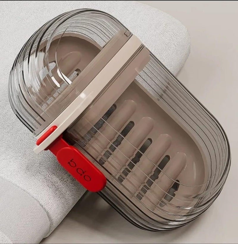 HASHFLOW Travel Soap Case Leak-Proof Detachable Soap Holder with Lid & Drain Tray Transparent Portable Washable Sealed Shower Soap Dish for Bathroom Home Trip - Image 4