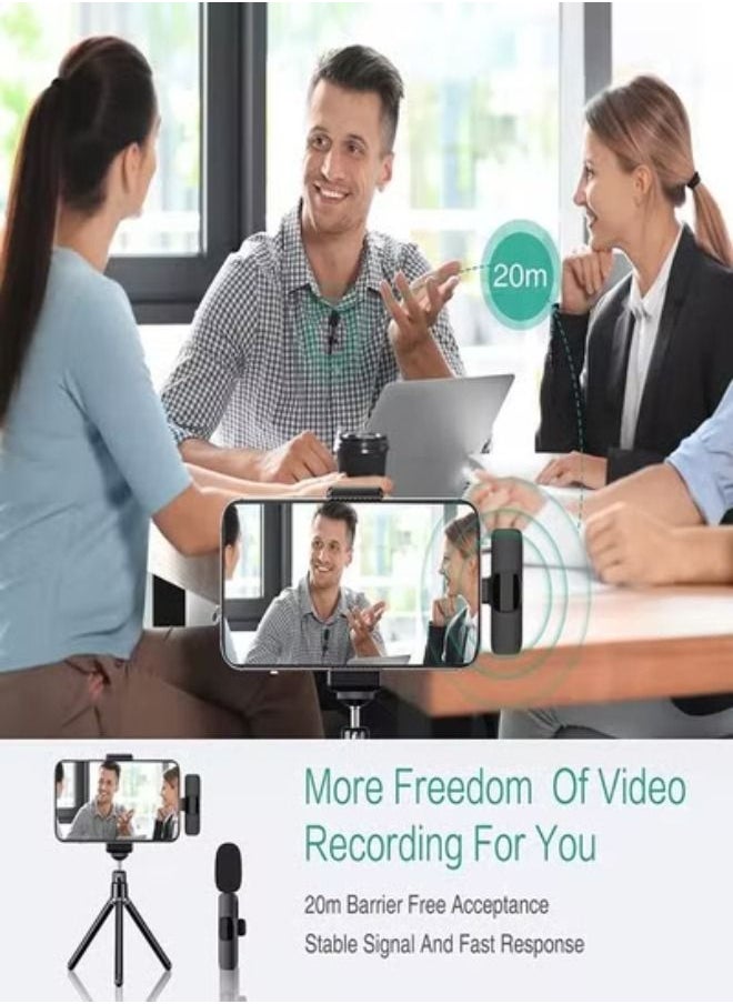 Generic - Mini Wireless Lapel Dual Microphone Lightning Type C Port For Phone Tablet Pc Plug And Play Smart Noise Cancellation Support Vloggers YouTuber For Live Vlog Short Video Tik Tok Video Recording - Image 1
