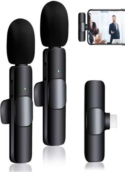 Mini Wireless Lapel Dual Microphone Lightning Type C Port For Phone Tablet Pc Plug And Play Smart Noise Cancellation Support Vloggers YouTuber For Live Vlog Short Video Tik Tok Video Recording