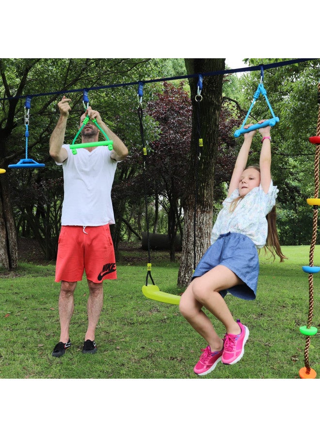 Rainbow Craft 3-Pack Kids Ninja Monkey Bars - Trapeze Swing Bars for Ninja Obstacle Course Attachments - 3pc of Blue, Red & Green Color - Image 4