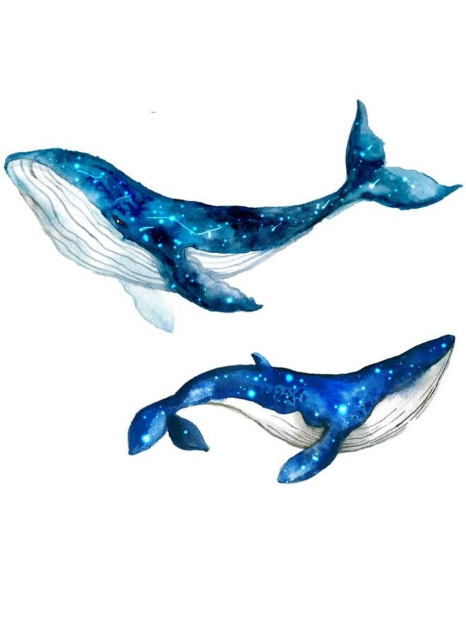 Zaiphany 38"W Large Blue Whale Wall Decals Peel and Stick for Nursery Kids Bedroom Decor,Whale Wall Stickers Nursery Cartoon for Girl Bedroom,Humpback Whale Wall Decal,Whale Pictures for Nursery - Image 1