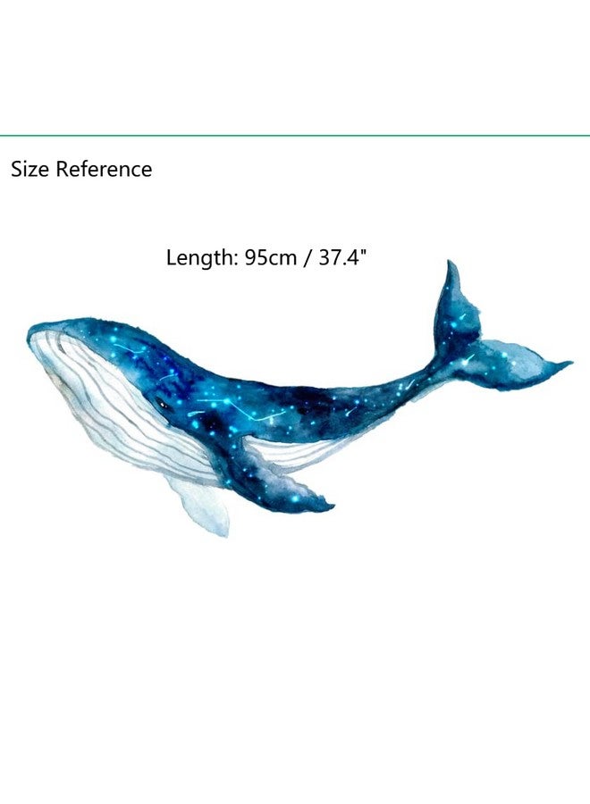 Zaiphany 38"W Large Blue Whale Wall Decals Peel and Stick for Nursery Kids Bedroom Decor,Whale Wall Stickers Nursery Cartoon for Girl Bedroom,Humpback Whale Wall Decal,Whale Pictures for Nursery - Image 2