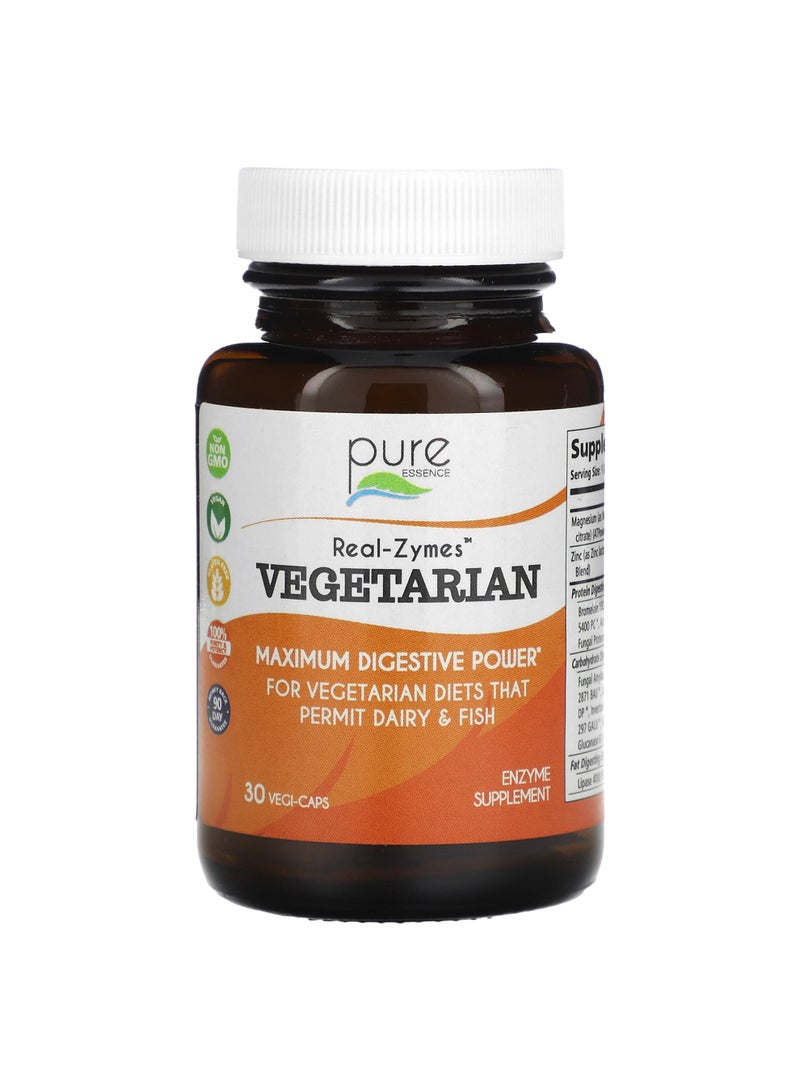 Pure Essence Real-Zymes, Vegetarian, 30 Vegi-Caps