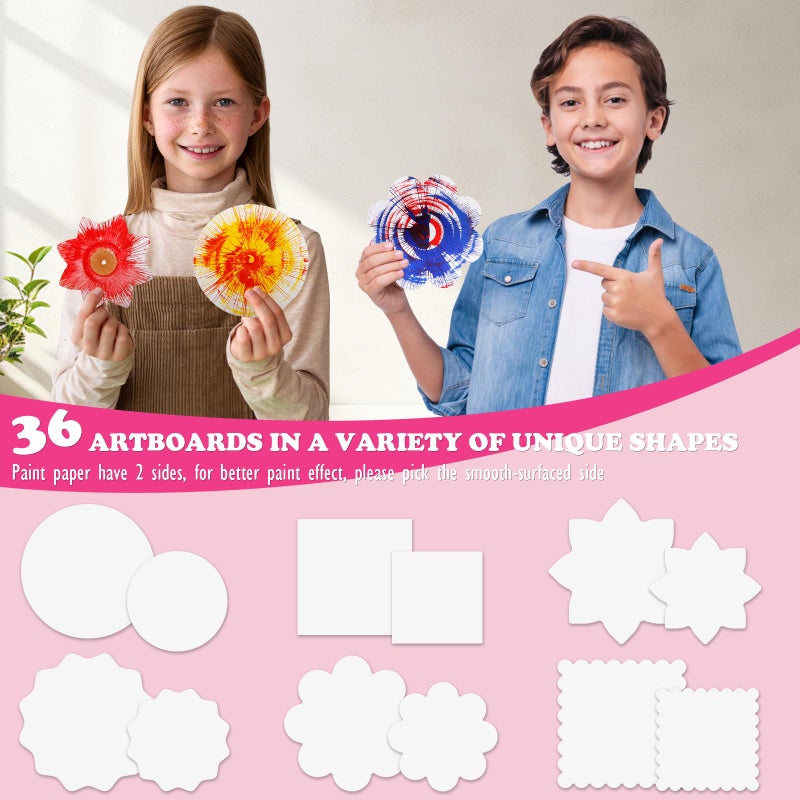 TingingYuli Spin Art Machine for Kids - Paint Spinner Art Craft Kit with 36 Artboards & 7 Colors - Arts and Crafts Painting Set for Boys Girls Ages 4-12, Birthday Easter Gifts for 6 7 8 9 10 Year Oldï¼ˆPinkï¼‰ - Image 5