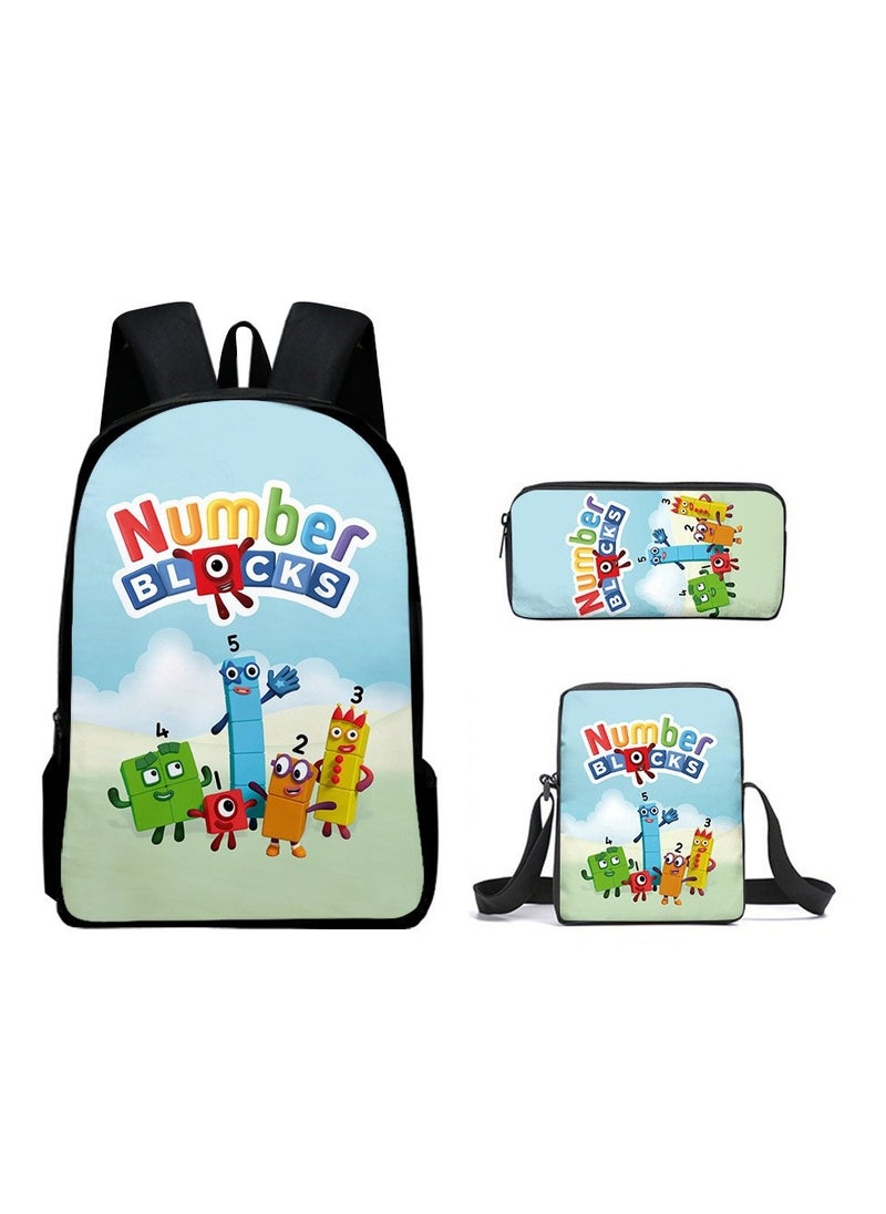 JURASSIC WORLD Student large capacity backpack cartoon backpack shoulder bag shoulder bag pencil case three piece set  - Image 1