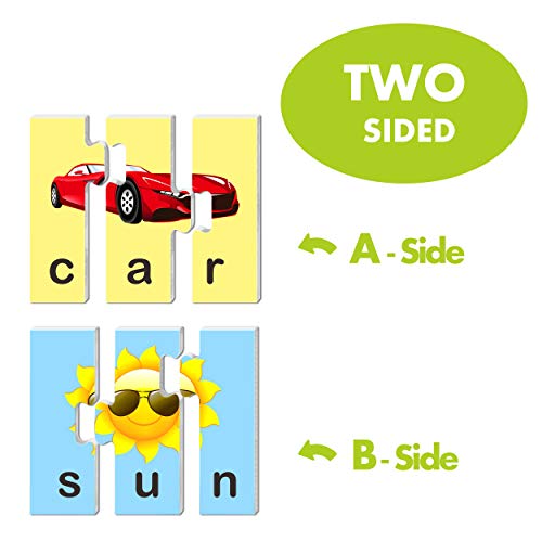 SpriteGru 72 Word Spelling Puzzles with ErrorCorrection Mechanism in 3 and 4 Pieces Perfect for Preschool Learning 36 Blocks Double Sided - Image 5